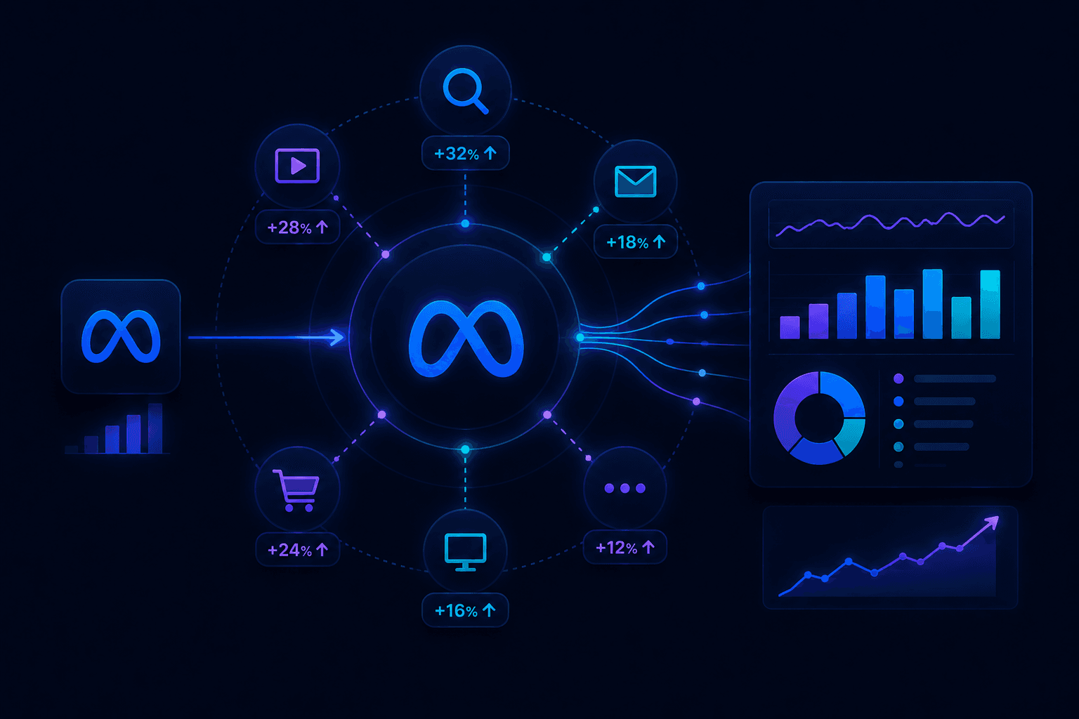 Halo Effect Analysis. We measure how Meta spend lifts other channels